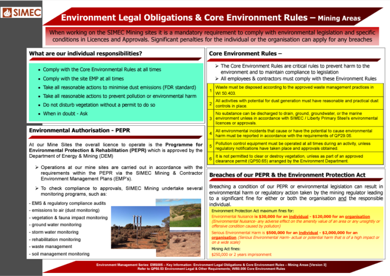 EMS005 - Environmental Legal Obligations & Core Environmental Rules ...